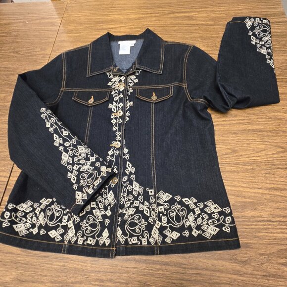 GREAT CAVALIER Women's Vintage Bedazzled Denim L/S Jacket - Size Medium - Picture 3 of 15
